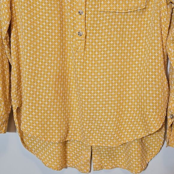 Anthropologie Isadora Long Sleeve Top Size Small Button Back Mustard Wool Blend - Picture 6 of 11